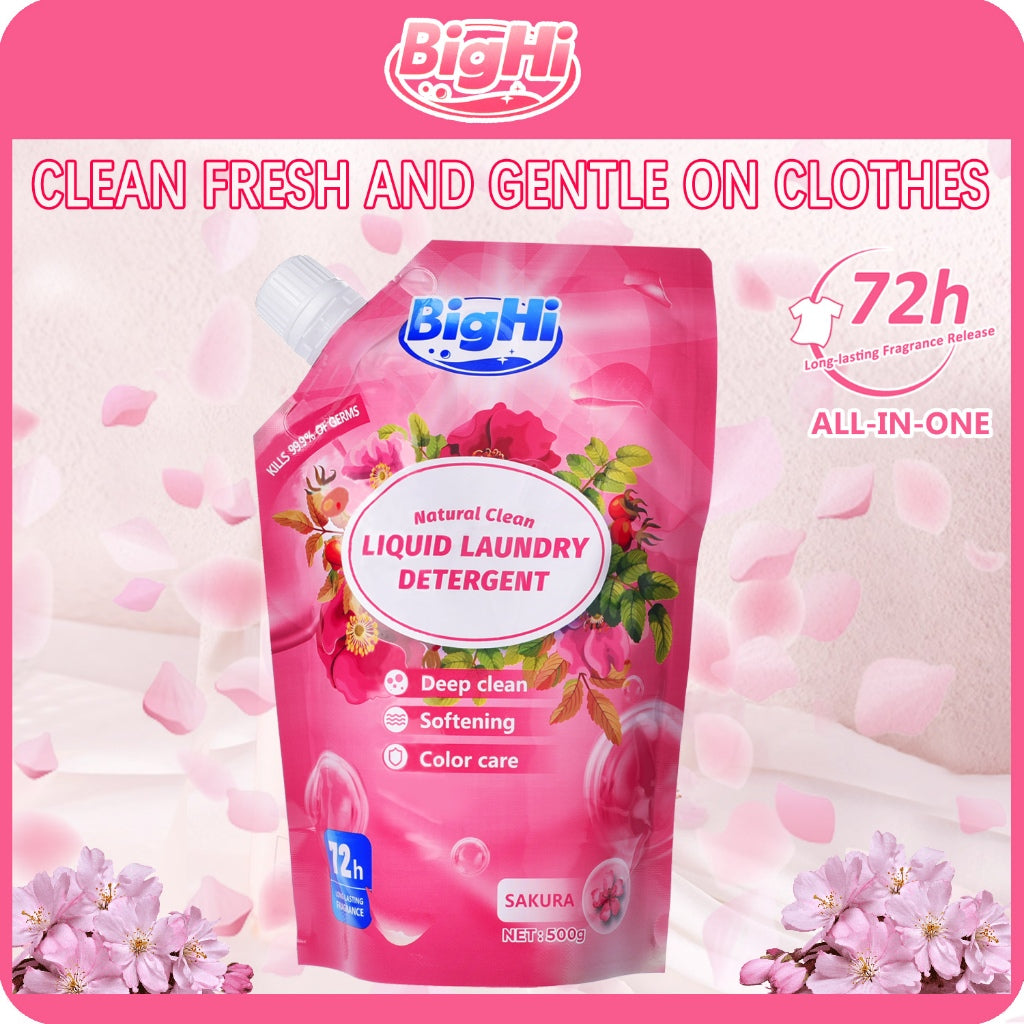 BigHi New Liquid Laundry Detergent 500g Sakura All-In-One Laundry Detergent